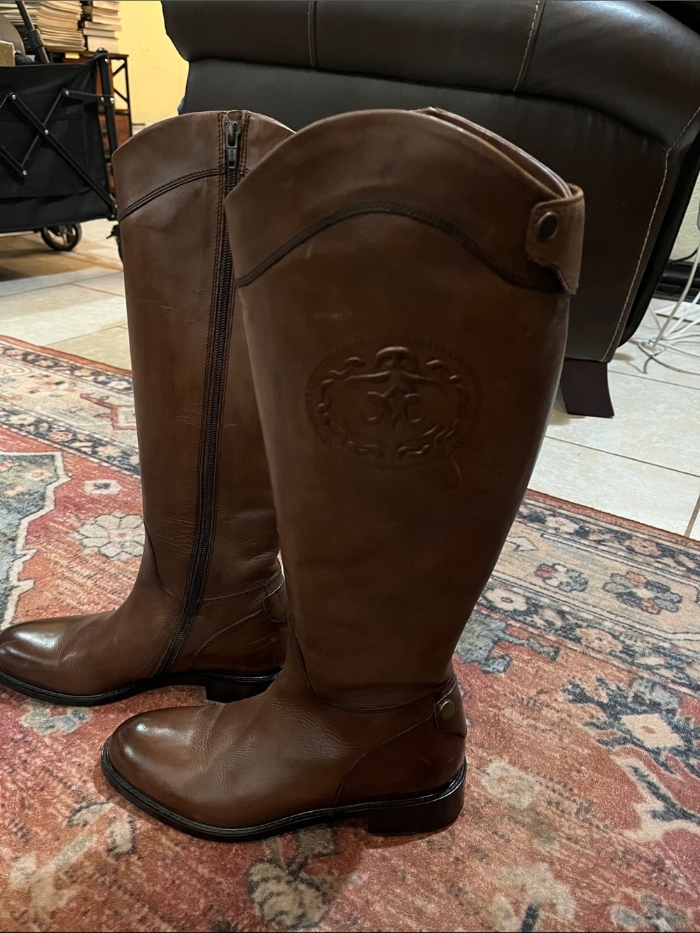 Johnston & Murphy Brown Leather Tall Riding Boots Size 8M Vero Cuoio